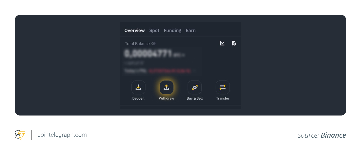 Tap Withdraw in Overview tab