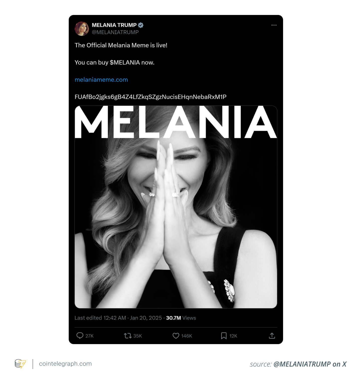 Melania Trump’s $MELANIA coin