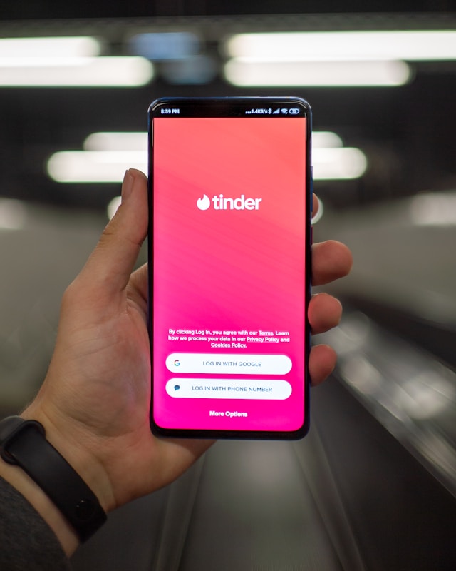 Tinder dating app on phone