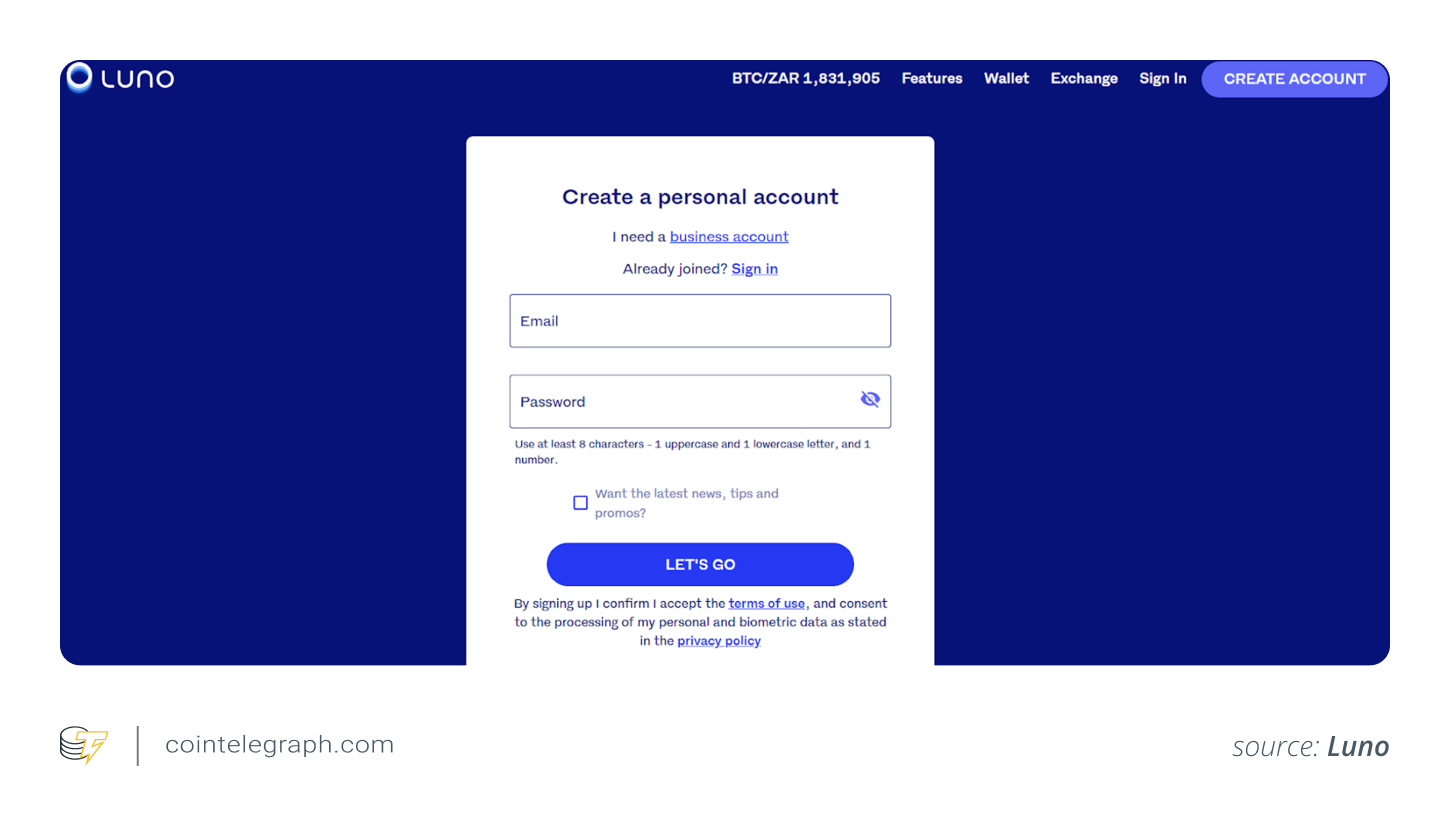 Create and verify your account on Luno