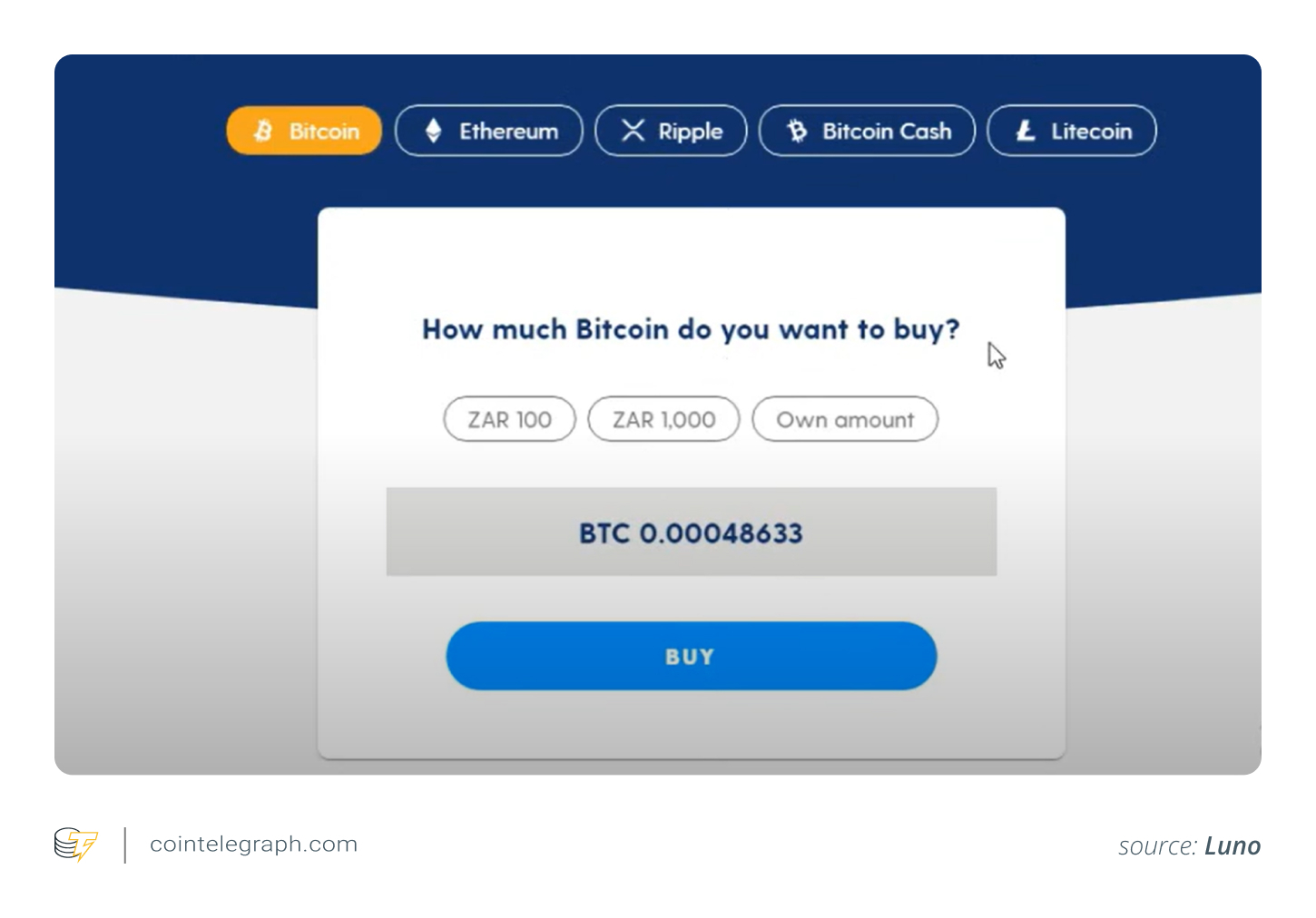 Confirm the amount of BTC you want to buy