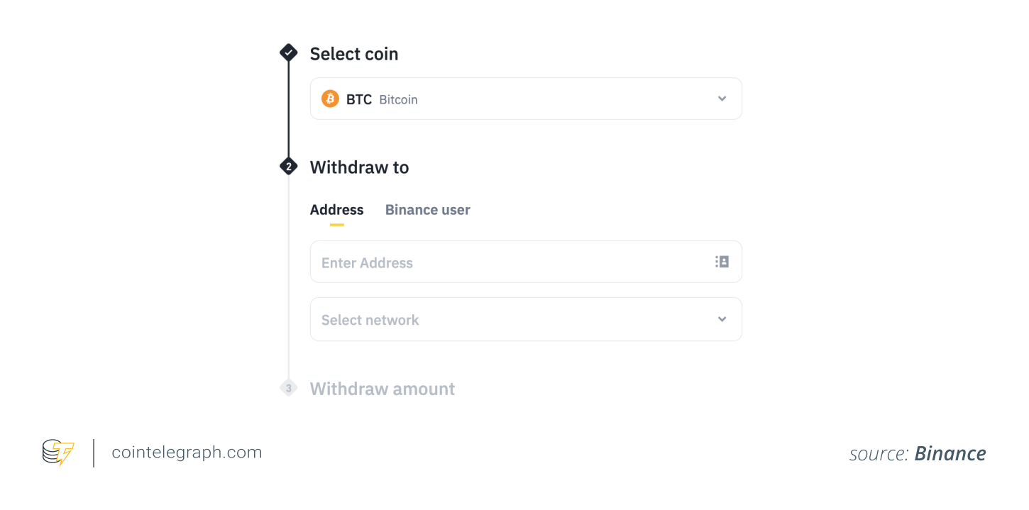 Enter withdrawal amount and select network