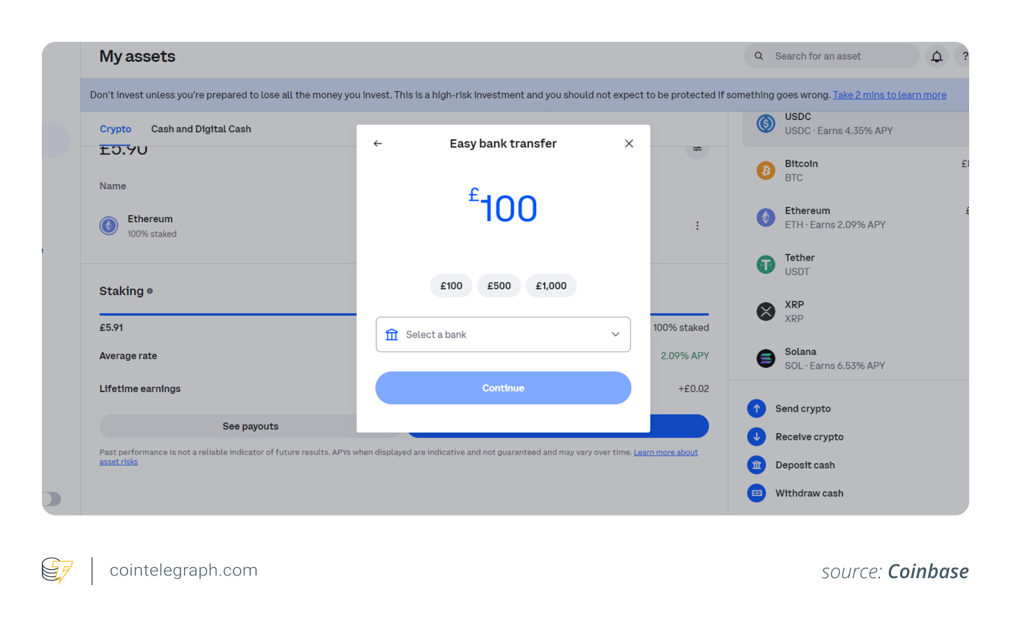 Create and fund a Coinbase account