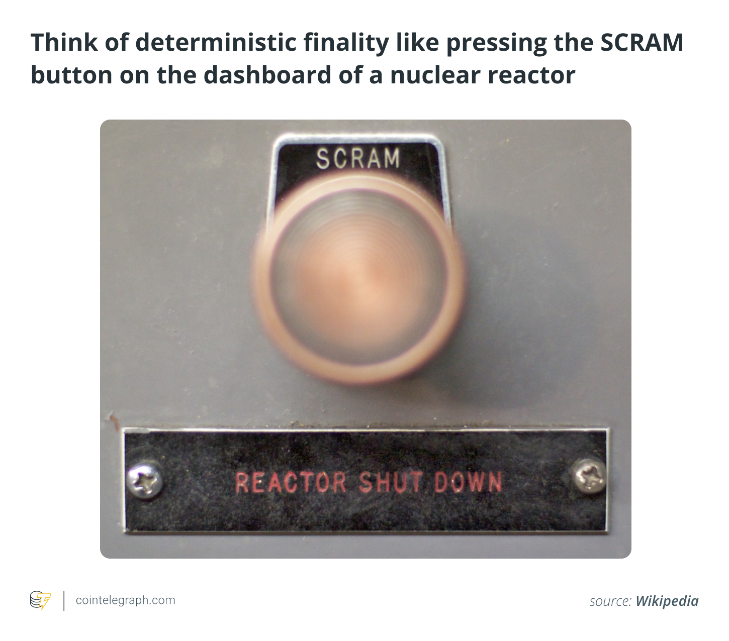 Think of deterministic finality like pressing the SCRAM button on the dashboard of a nuclear reactor