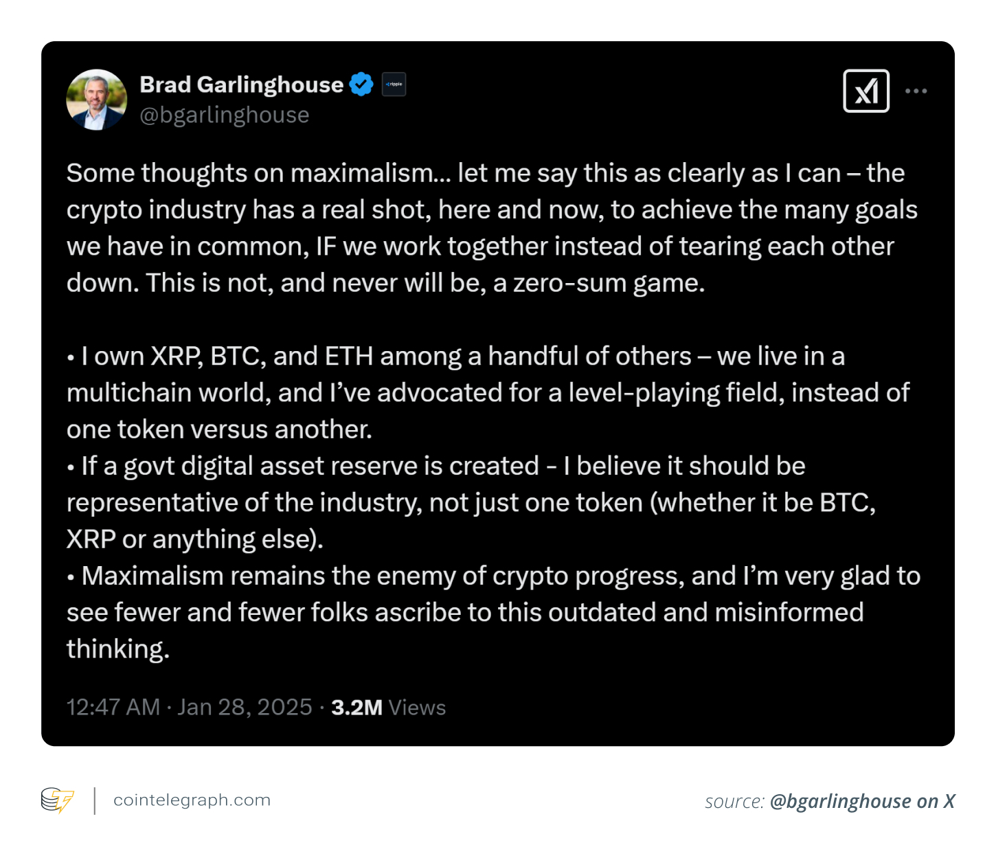 Brad Garlinghouse on national crypto reserve