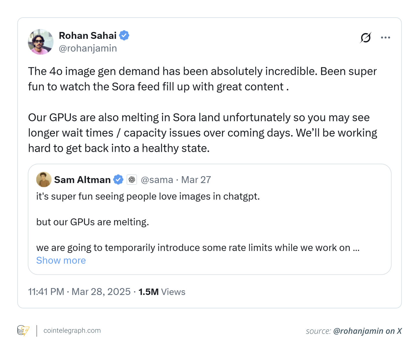 ChatGPT GPUs faced issues due to overwhelming demand of Ghibli images