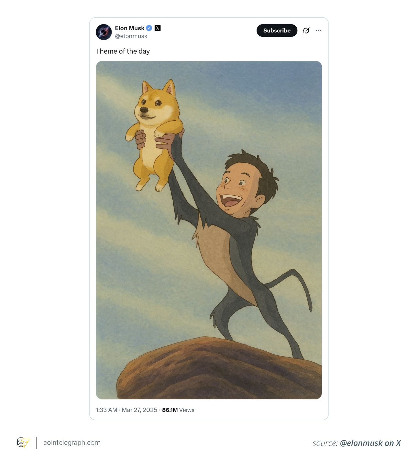 Musk posted a hilarious Ghibli post of himself